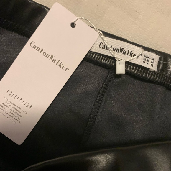 NWT Canton Walker Faux Leather Mini Skirt Pullon Women’s Size Medium - Picture 3 of 8